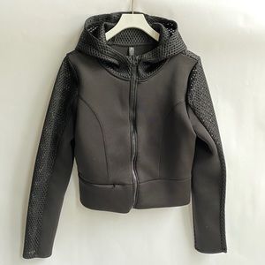 90 Degree Black Scuba Mesh Crop Hoodie Sz M